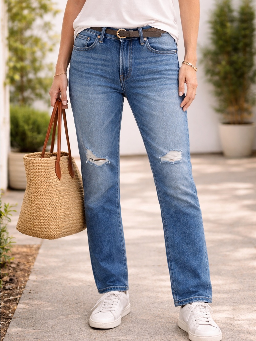 NWT 3X1 Distressed Straight Leg Jeans